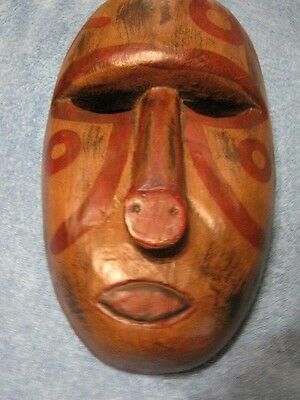 2 Hand Carved Painted Wood Wall Hanging  Mask.... lot of 2