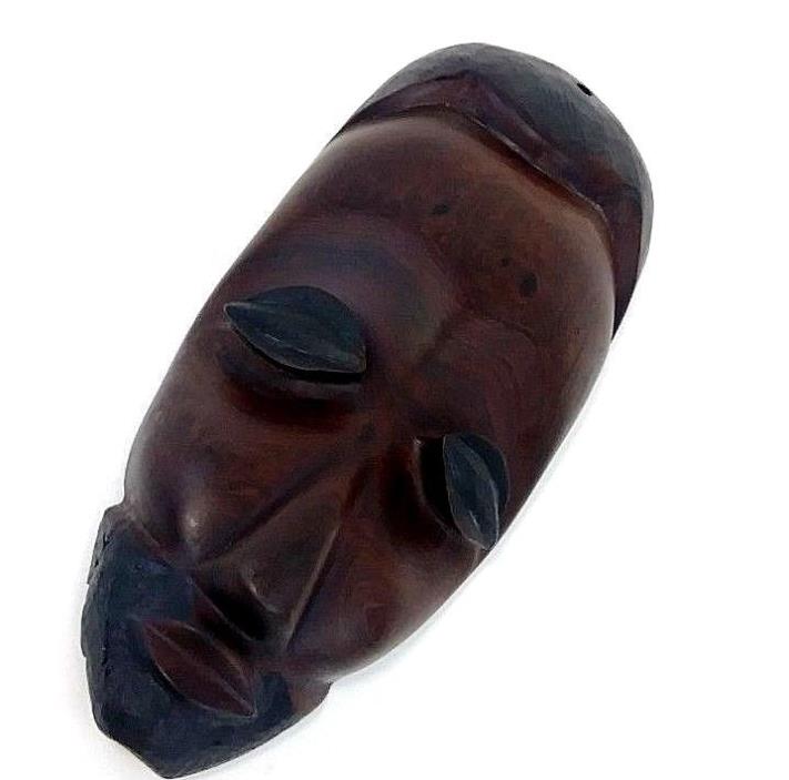 Native Folk Art Mask Hand Carved Hard Wood Man Face Wall Hanging Decor 12 inch