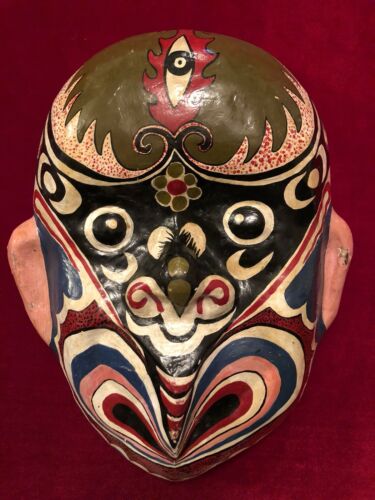 Vintage Hand Painted Hanging Tribal Mask w/Third Eye