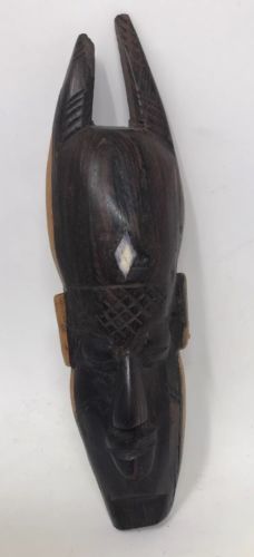 Native Folk Art Mask Hand Carved Hard Wood Man Face Wall Hanging Decor 9