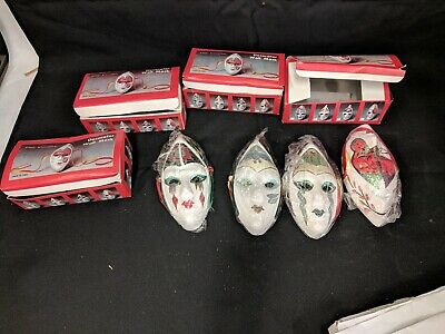 LOT OF 4 MINIATURE MARDI GRAS CARNIVAL PORCELAIN HAND PAINTED WALL HANGING MASKS