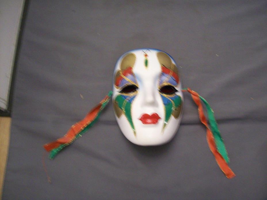 Mardi Gras Look Ceramic Decorative Ladies Face Mask Wall Hanging