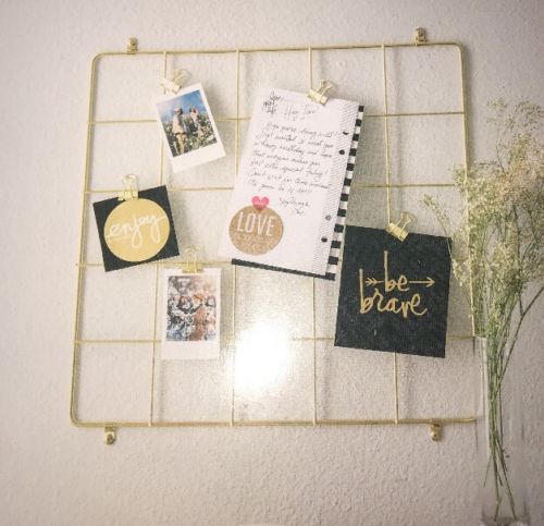 U Brand Gold WIRE PHOTO GRID Hanging Wall Decor 14” Inches X 14” Inches