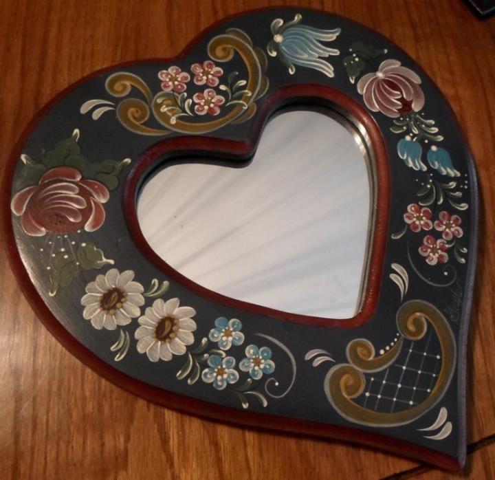 HEART-SHAPED FOLK ART MIRROR