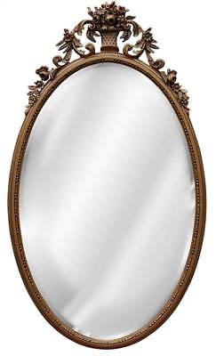 Oval Flower Basket Mirror in Antique Gold Finish [ID 84781]