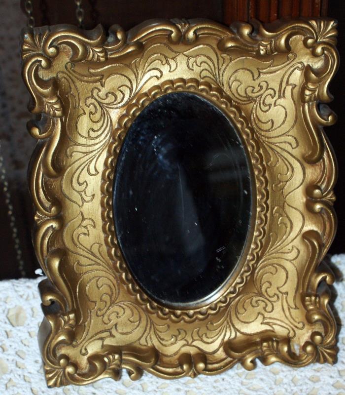 Molded Gold Colored Plastic Composition Wall Frame With A Mirror