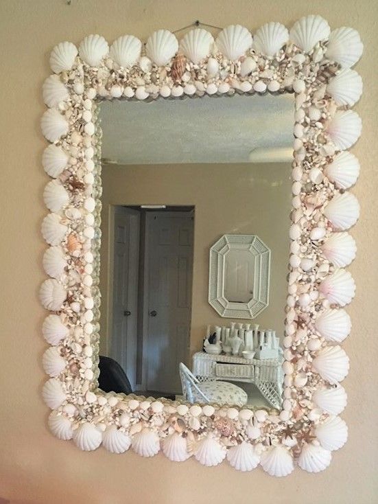 Beautiful Handmade Seashell Mirror- Coastal  Home Decor 33