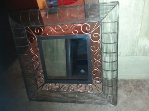 Metal Wire Frame Mirror Vintage 20 X 20 Ornate