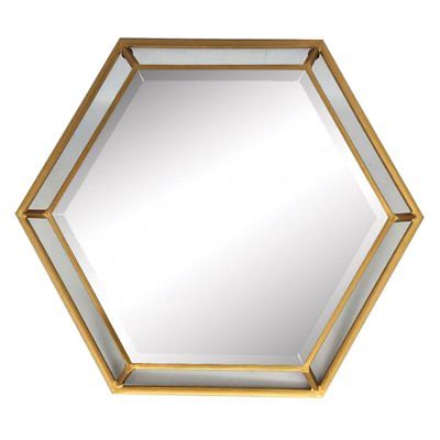 Home Source Industries Hexagon Wall Mirror - 28W x 24H in., Gold