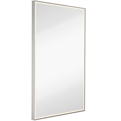 Brushed Metal Mirror with Lights | Lighted Backlit LED Wall Mirror | Glass Thin