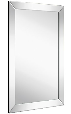 Large Flat Framed Wall Mirror with 2 Inch Edge Beveled Mirror Frame | Premium |