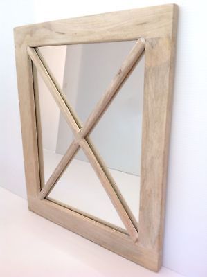 POTTERY BARN WOOD X MIRROR MADE OF MANGO WOOD SOLD OUT AT PB RARE MSRP $139.00