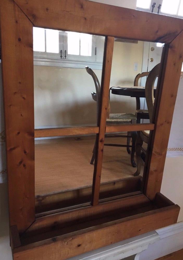Country Pine Mirror With Shelf 18x22