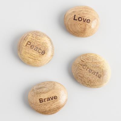 Love, Peace, Brave and Create Wooden Stones Set of 4: Natural by World Market