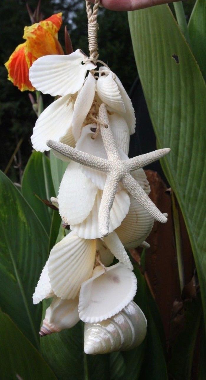 Natural Seashell Garland Beach house Patio Hanging Decor, Beach Affair