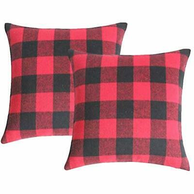 2 Pack Christmas Pillow Cover Red And Black Buffalo Check Plaid Throw Case For 