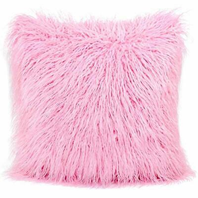 Faux Fur Pillow Case&xFF0CMongolian Fluffy Cover Soft Plush Throw Cushion Deluxe
