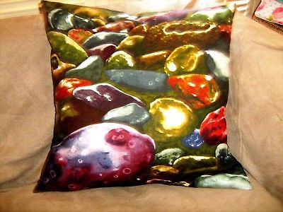 ROCKS PILLOW COVER  FABRIC RARE OUT OF PRINT UNIQUE