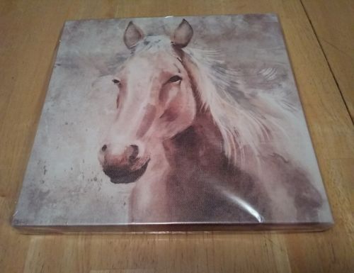 Farmhouse Decor Horse Farm Canvas Wall Art Country Barn 8.5 x 8.5 brand new
