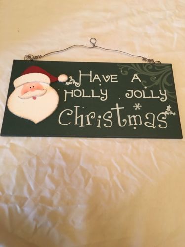 HOLLY JOLLY CHRISTMAS HANGING WOODEN SIGN