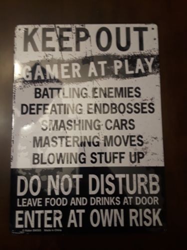KEEP OUT GAMER AT PLAY TIN SIGN TEEN/CHILD ROOM DECOR