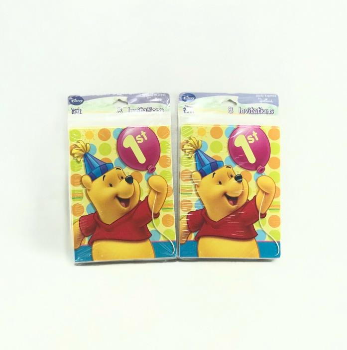Disney Winnie the Pooh 1st Birthday Party Invitations 16 Count Party Supplies