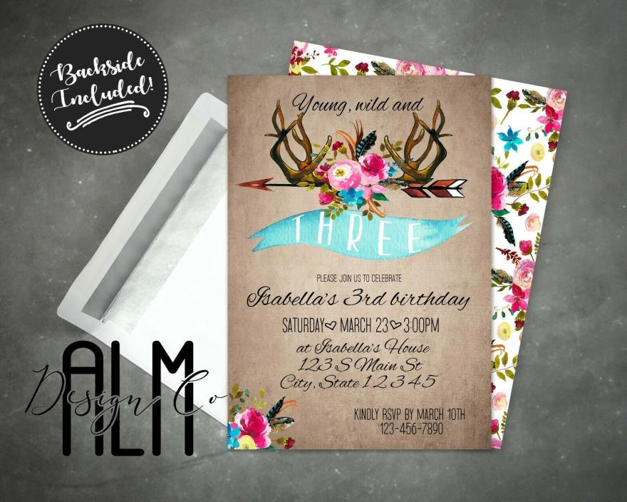 boho Birthday Invitation - Personalized DIGITAL boho invitation -YOU PRINT