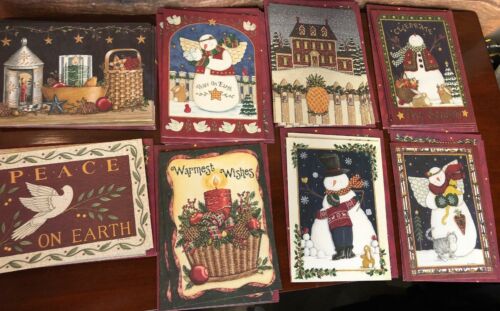 Legacy Salt Box Illustrations American Folk Art Christmas Cards Mixed Lot 60 Pcs
