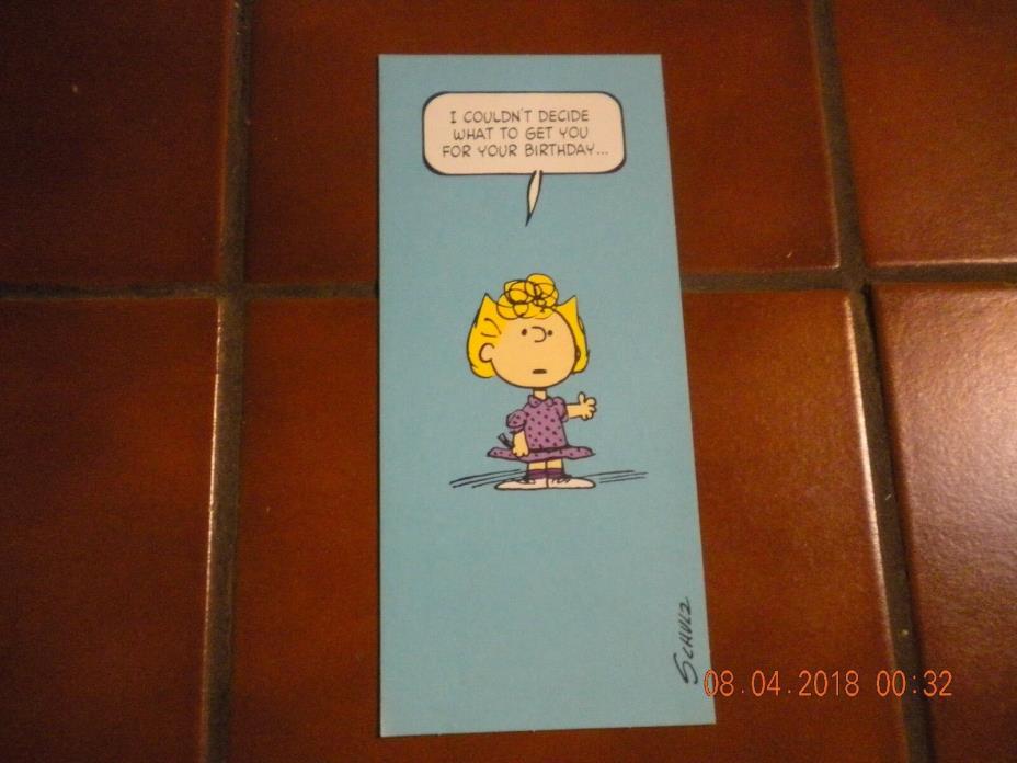 Birthday Card with Yellow envelope Peanuts Characters by Schulz 3.75 x 8.75