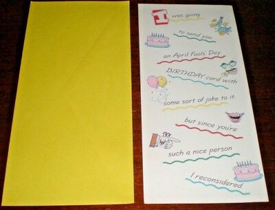 New HALLMARK APRIL FOOLS BIRTHDAY, Greeting Card, With Envelope