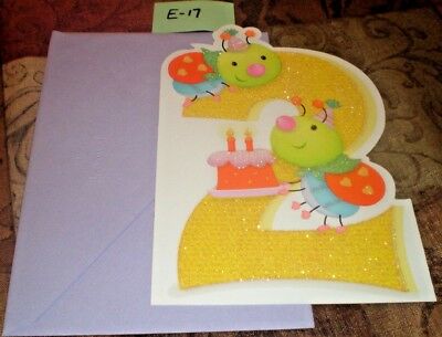 New HALLMARK Greeting Card BIRTHDAY, CENTIPEDE AGE 2 2ND, WITH Envelope