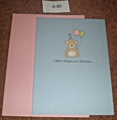 New Greeting Card HUMOR, BELATED BIRTHDAY BEAR WITH BALLOONS CUTE  With Envelope