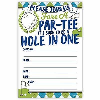 Golf Party Invitations (20 Count) With Envelopes Hole One Par-Tee Health &