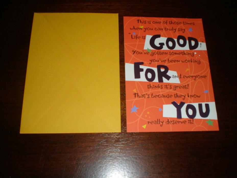 CONGRATULATIONS HALLMARK GREETING CARD - GOOD FOR YOU - NEW - VINTAGE UNUSED