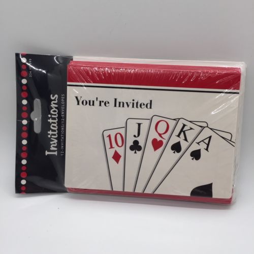 Poker Night INVITATIONS Playing Card Casino Theme PARTY SUPPLIES Envelopes