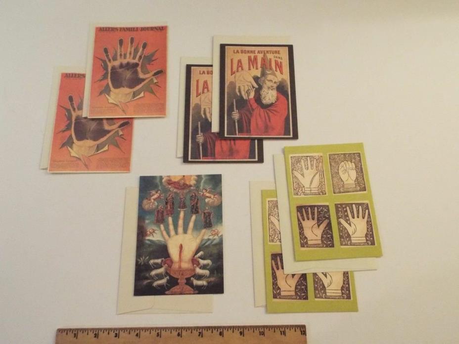 NEW-set of 7 ann fiery greeting cards-1998-RARE-fortune-telling-palmistry-hand**