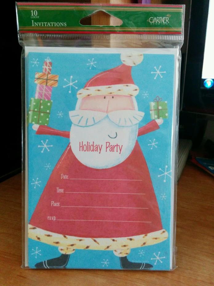 10 count Holiday Santa PartY write in  Invitations NEW SEALED