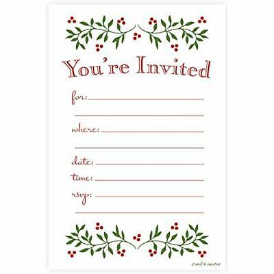 Classic Christmas Holiday Invitations - Fill (20 Count) With Envelopes Kitchen