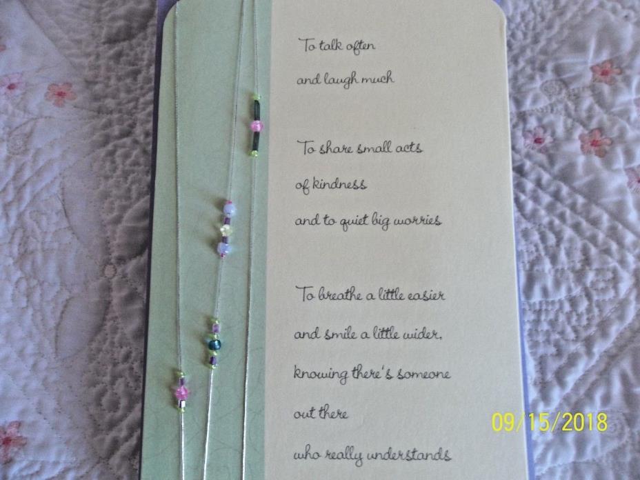 American Greetings FRIENDSHIP Card with BEADING ~ FOR THAT SPECIAL FRIENDSHIP ~