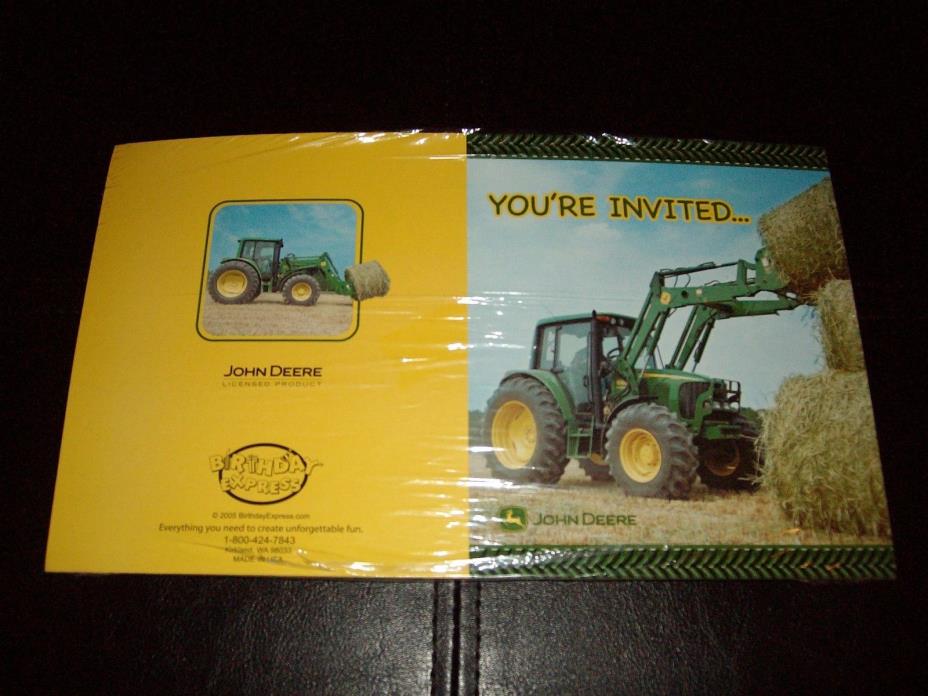 JOHN DEERE PACK of 8 BIRTHDAY PARTY INVITATIONS with ENVELOPES 2005