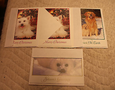 INTERNATIONAL FUND FOR ANIMAL WELFARE CHRISTMAS CARDS & ENVELOPES LOT OF 4
