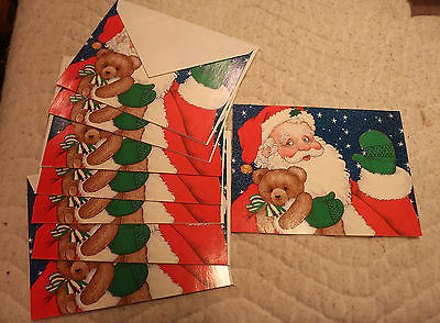 CHRISTMAS HOLIDAY SANTA GREETING CARDS & ENVELOPES LOT 8