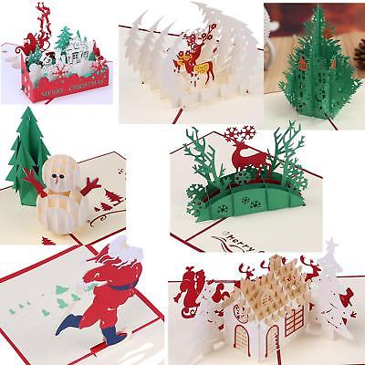 3D Christmas Greeting Cards Papercraft 7 Pack Holiday Pop Up Cards Gift