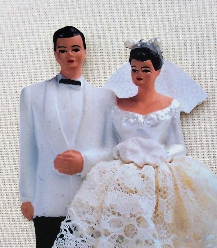 Greeting Card Die Cut Unused Blank WEDDING Cake Topper Figurines Bride Groom