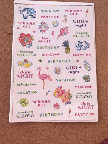 Lilly Pulitzer Two Sheets of Stickers NEW! (4) Sheets And Pen Holder