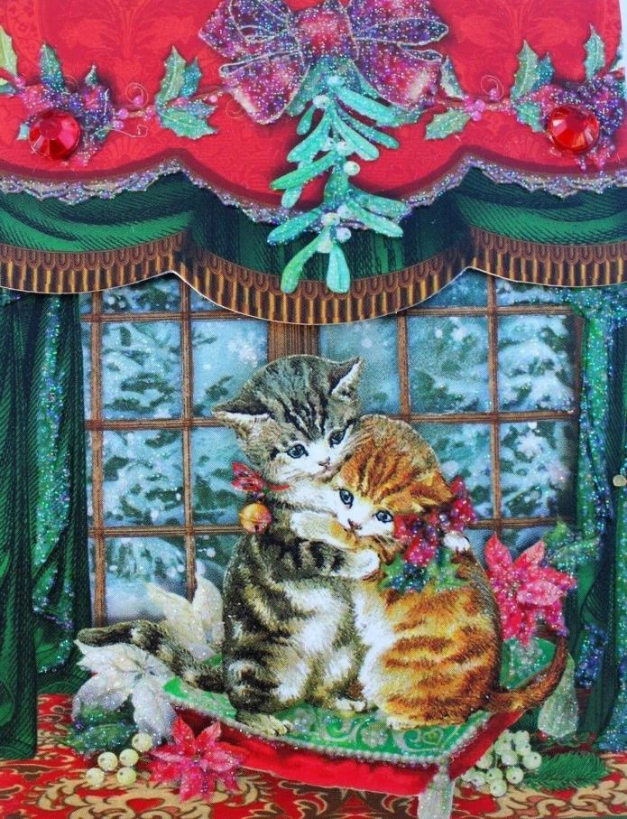 *PUNCH STUDIO Mini 75 Sheet Glitter Pocket Note Pad ~ Christmas ~ Cats ~ Kittens