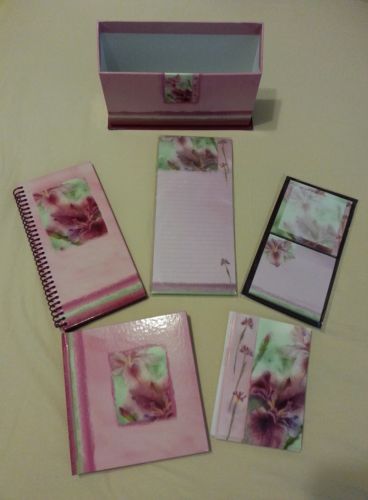 Floral Notecards, Memo Pad, Journals, Sticky Notes with Organizer Box Set