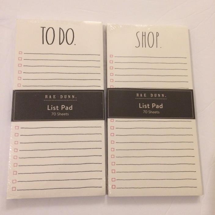 Rae Dunn Set of 2 List Pads Shop To Do 70 Sheets Lined with Check Boxes