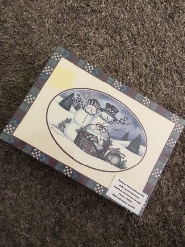 Laurie Korsgaden Watercolors Snowman Family Stationery Set New Unopened Box