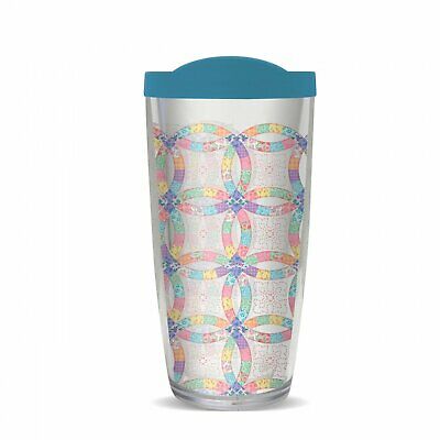 Double Walled Acrylic Tumbler with Wedding Ring Quilt Pattern, Carol Wilson Fine